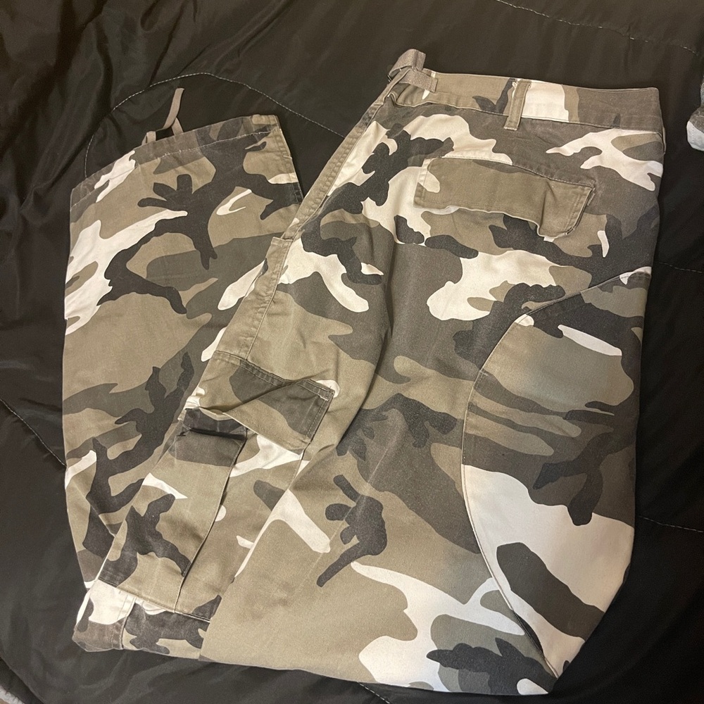 Royal Blue Men's Camouflage Cargo Trousers 44x30 Adjustable